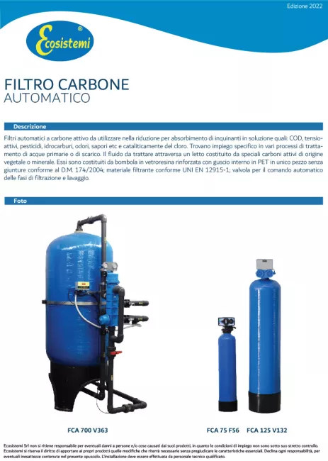 Filtro a carboni attivi diametro cm. 16x40h - Filtri a carboni attivi -  Centrali di deodorazione e filtrazione - Linea aspirazio